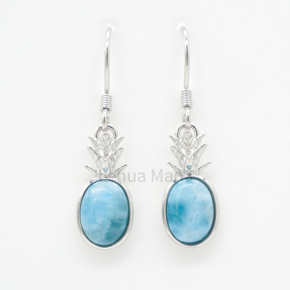 925 Silver Larimar Pineapple Earrings, Larimar Earrings, 925 Sterling Silver Jewelry, Pineapple Earrings