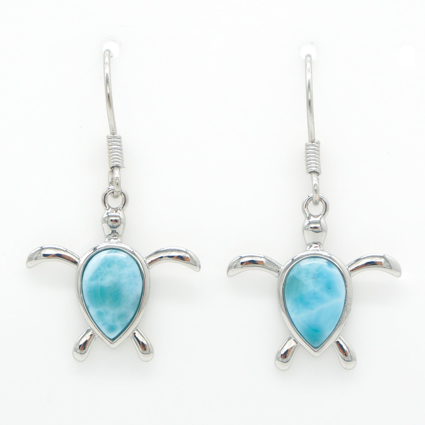 925 Silver Larimar Turtle Earrings, Larimar Earrings, 925 Sterling Silver Jewelry, Turtle Earrings