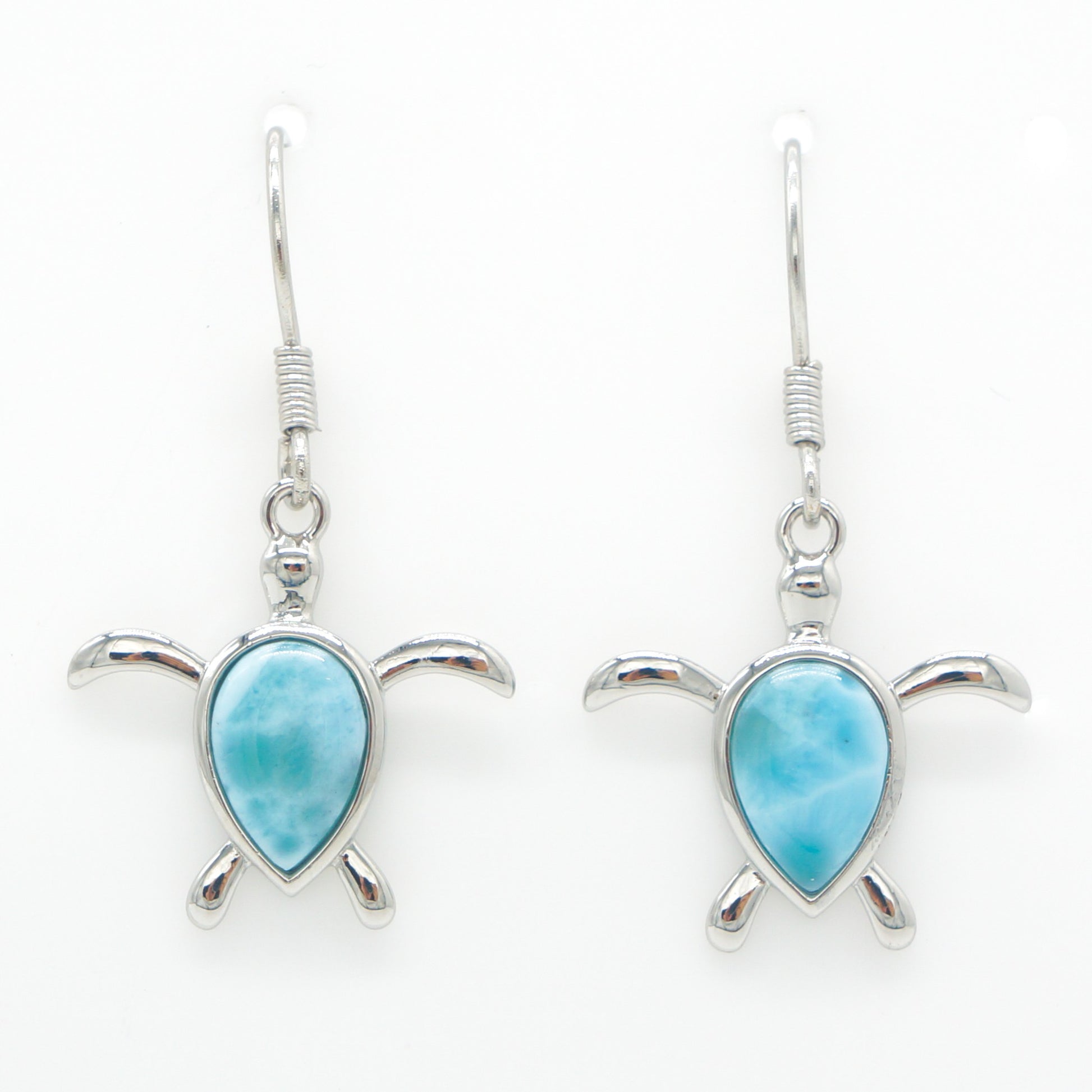 925 Silver Larimar Turtle Earrings, Larimar Earrings, 925 Sterling Silver Jewelry, Turtle Earrings