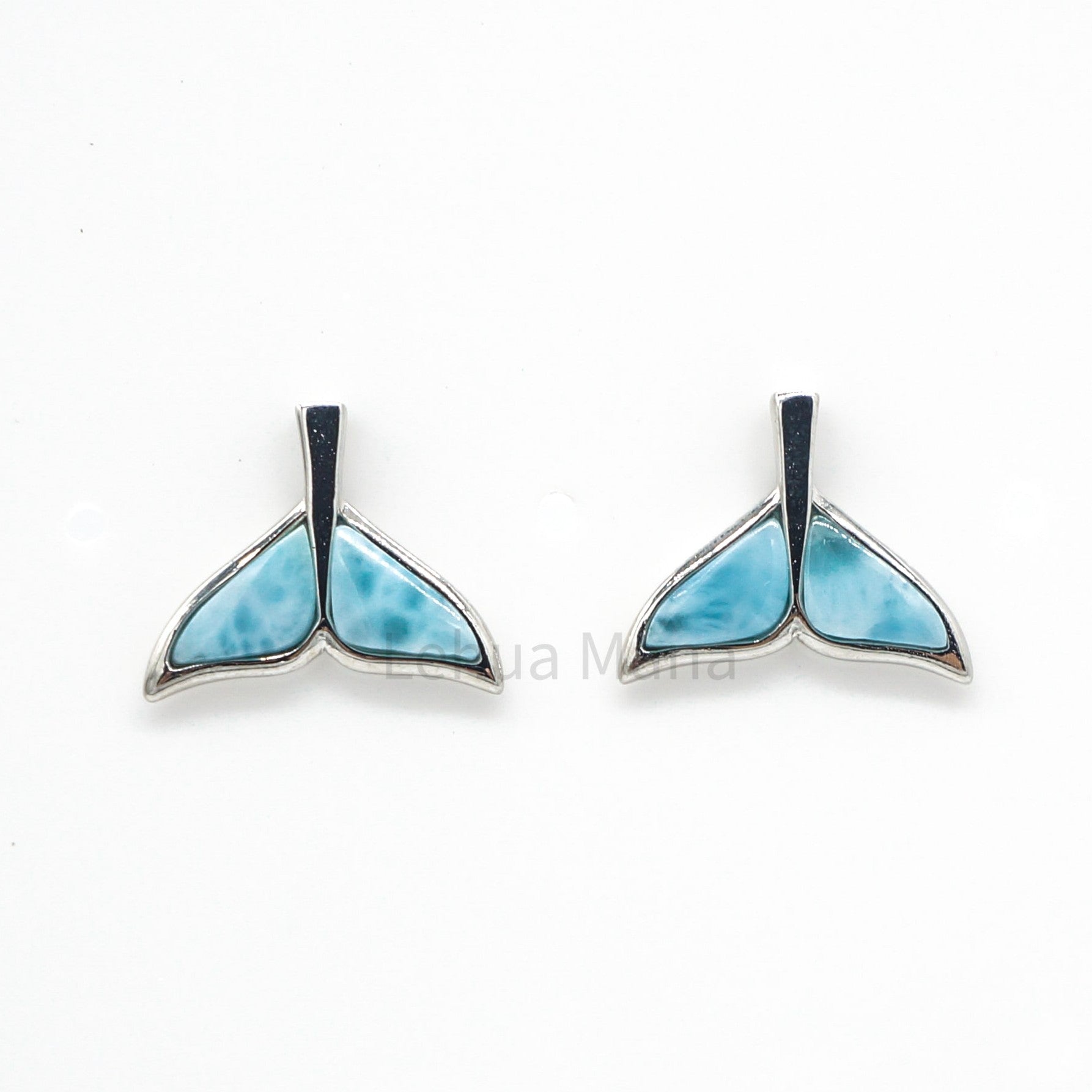 925 Silver Larimar Whale Tail Earrings, Larimar Earrings, 925 Sterling Silver Jewelry, Whale Tail Earrings, Stud Earrings