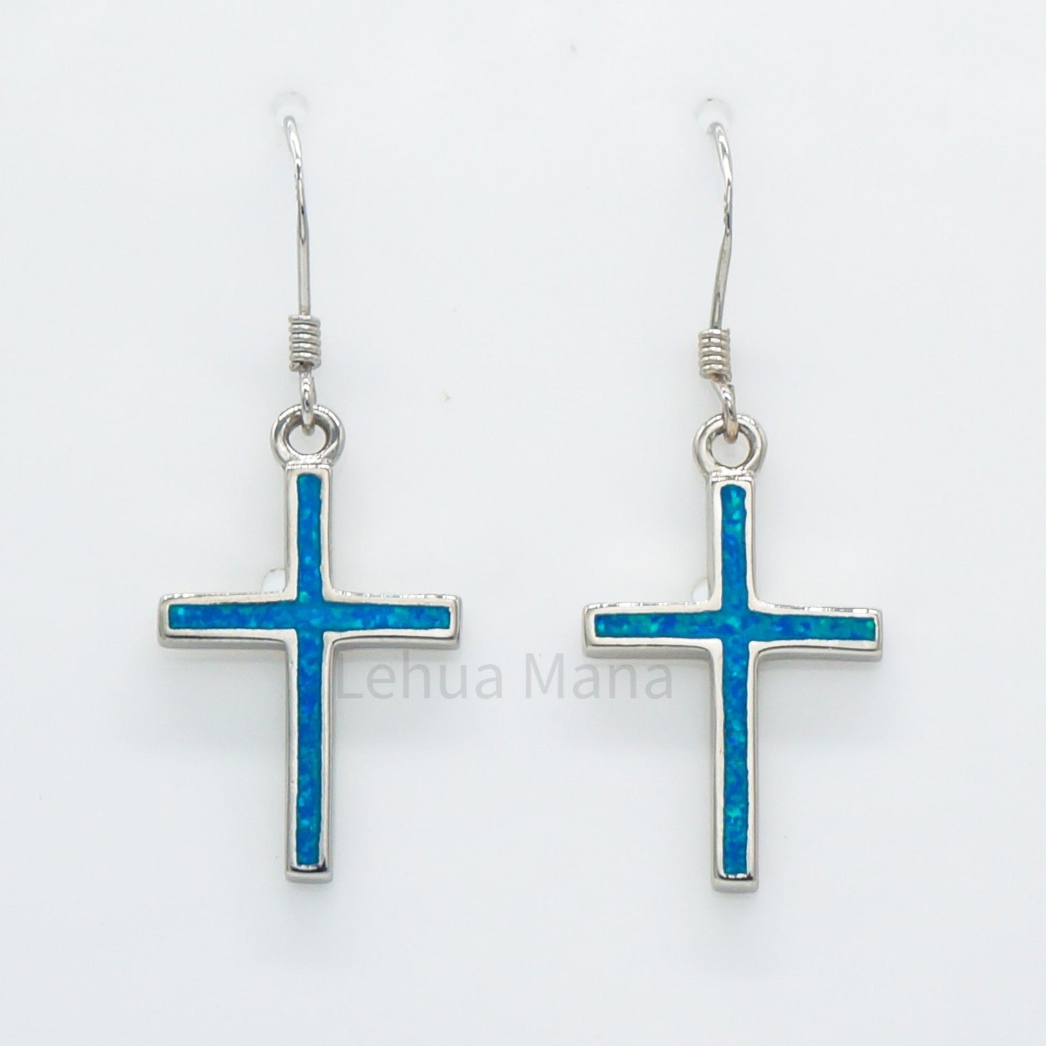 925 Silver Opal Cross Dangle Earrings, Opal Earrings, 925 Sterling Silver Jewelry, Cross Earrings