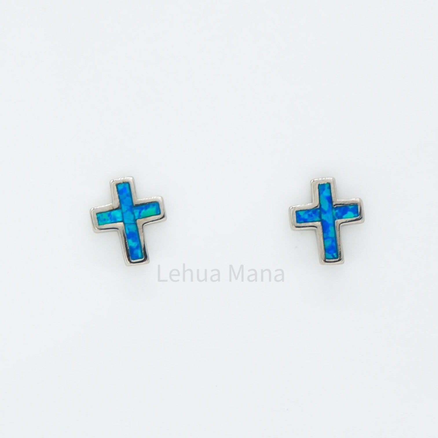 925 Silver Opal Cross Stud Earrings, Opal Earrings, 925 Sterling Silver Jewelry, Cross Earrings
