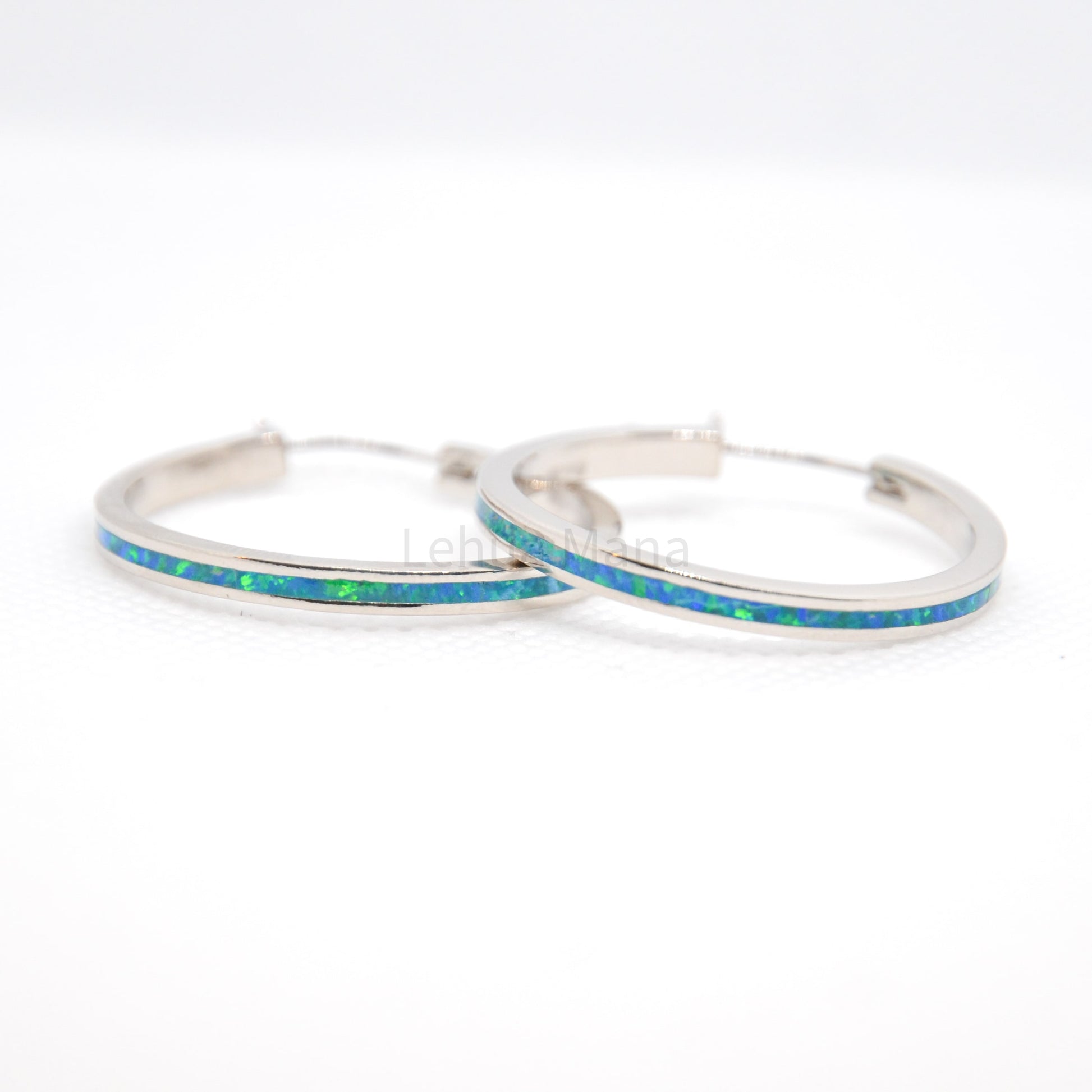 925 Silver Opal Hoop Earrings, Opal Earrings, 925 Sterling Silver Jewelry, Hoop Earrings