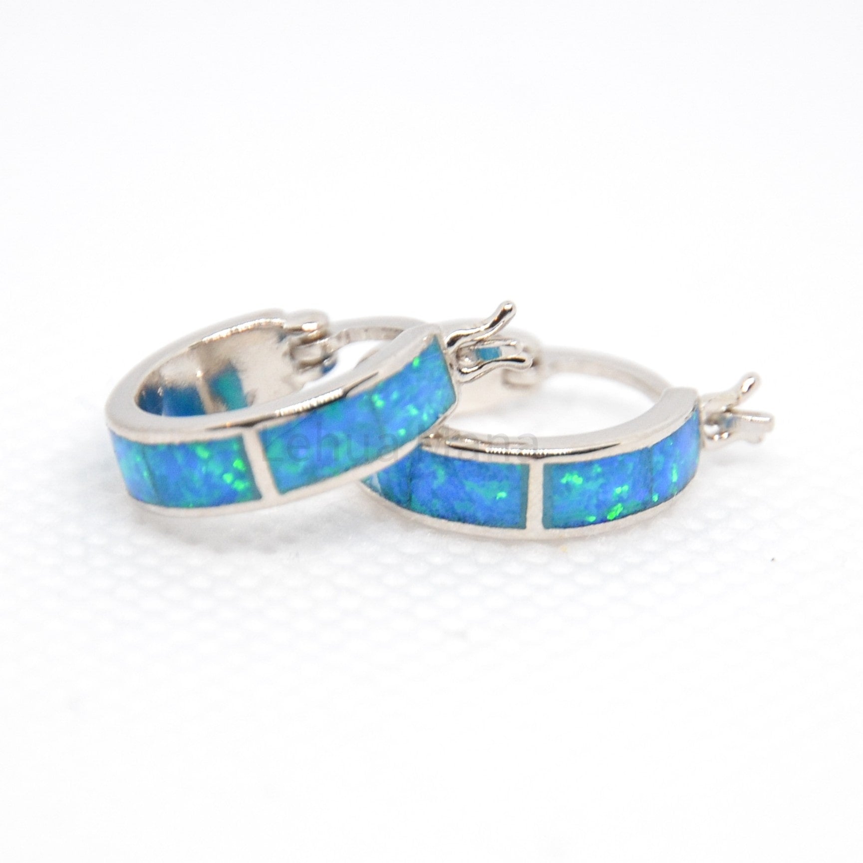 925 Silver Opal Hoop Earrings, Opal Earrings, 925 Sterling Silver Jewelry, Hoop Earrings