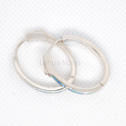 925 Silver Opal Hoop Earrings, Opal Earrings, 925 Sterling Silver Jewelry, Hoop Earrings
