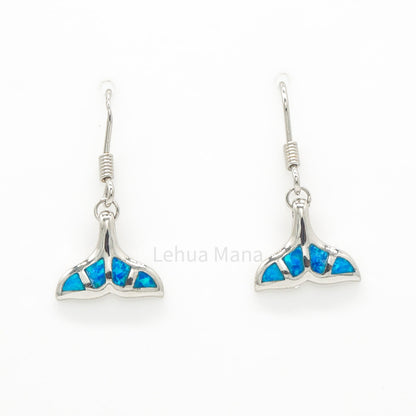 925 Silver Opal Whale Tail Dangle Earrings, Opal Earrings, 925 Sterling Silver Jewelry, Whale Tail Earrings