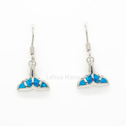 925 Silver Opal Whale Tail Dangle Earrings, Opal Earrings, 925 Sterling Silver Jewelry, Whale Tail Earrings