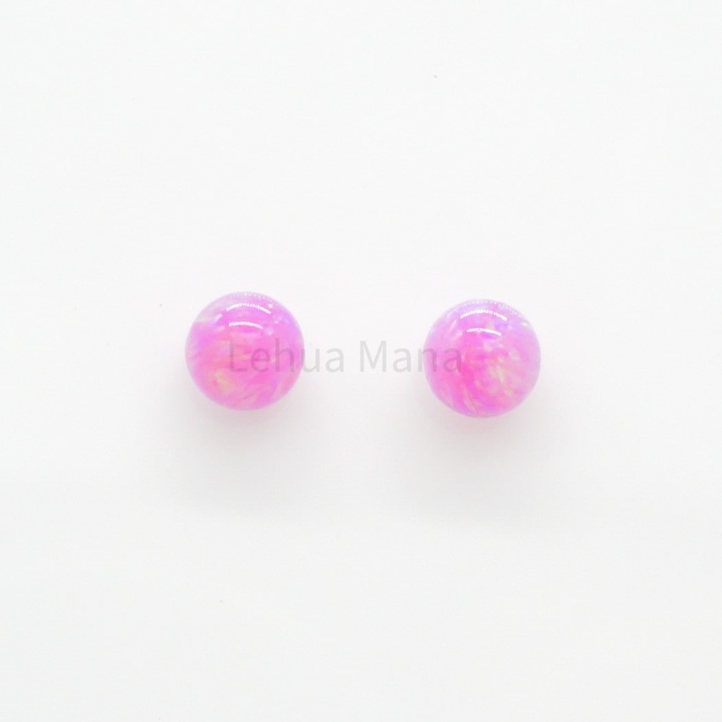 925 Silver Pink Opal Ball Stud Earrings, Opal Earrings, 925 Sterling Silver Jewelry, Ball Stud Earrings