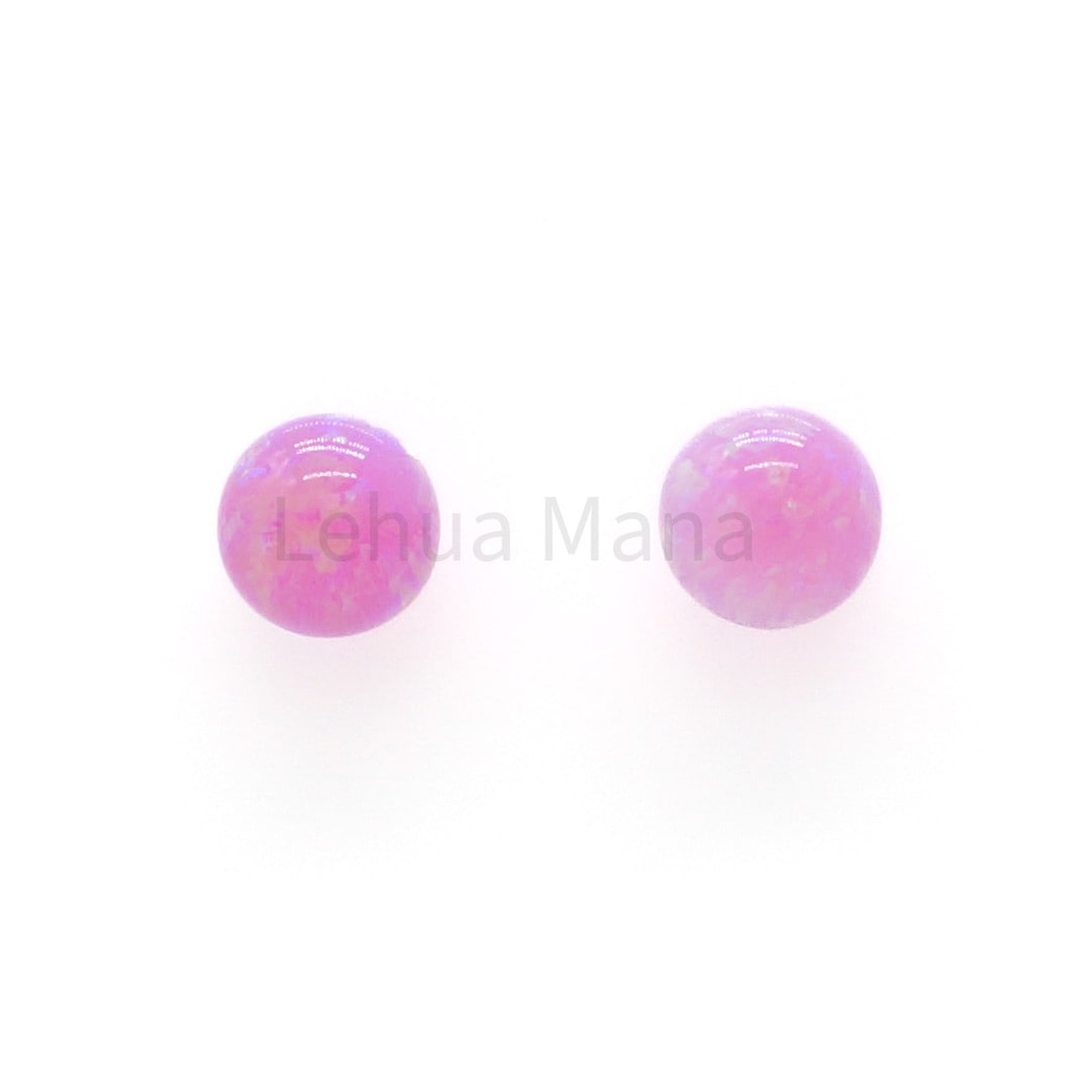 925 Silver Pink Opal Ball Stud Earrings, Opal Earrings, 925 Sterling Silver Jewelry, Ball Stud Earrings