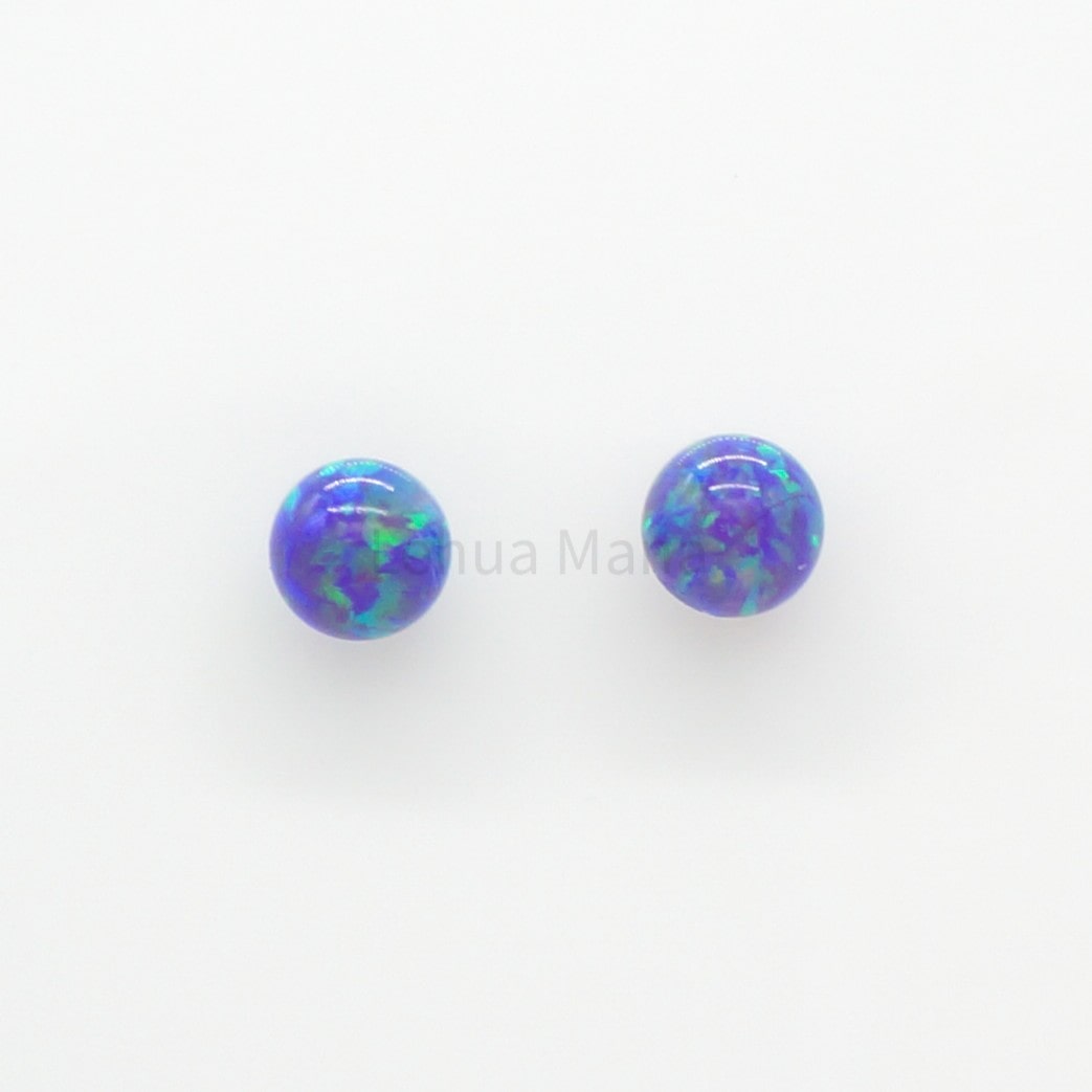 925 Silver Purple Opal Ball Stud Earrings, Opal Earrings, 925 Sterling Silver Jewelry, Ball Stud Earrings