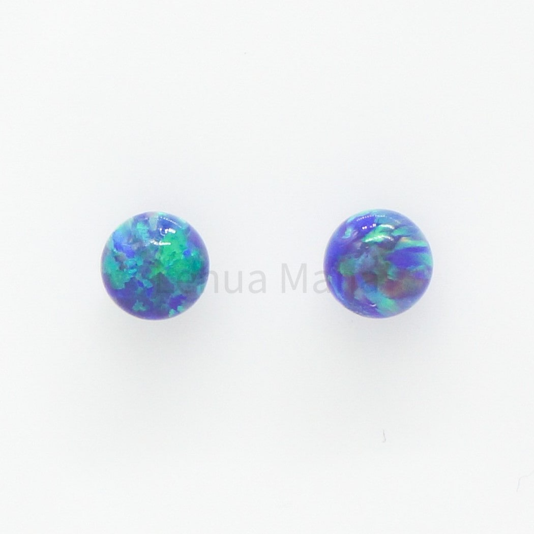925 Silver Purple Opal Ball Stud Earrings, Opal Earrings, 925 Sterling Silver Jewelry, Ball Stud Earrings