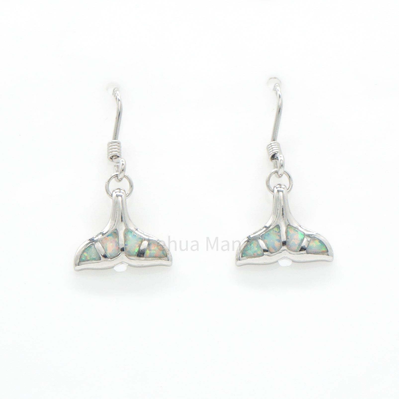 925 Silver White Opal Whale Tail Dangle Earrings, Opal Earrings, 925 Sterling Silver Jewelry, Whale Tail Earrings