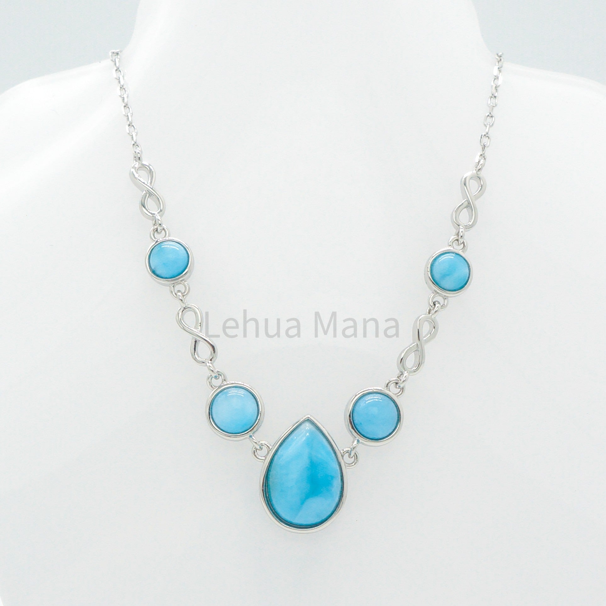 925 Silver Larimar Raindrop Necklace, Larimar Necklace, 925 Sterling Silver Jewelry, Raindrop Necklace