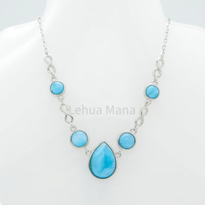 925 Silver Larimar Raindrop Necklace, Larimar Necklace, 925 Sterling Silver Jewelry, Raindrop Necklace