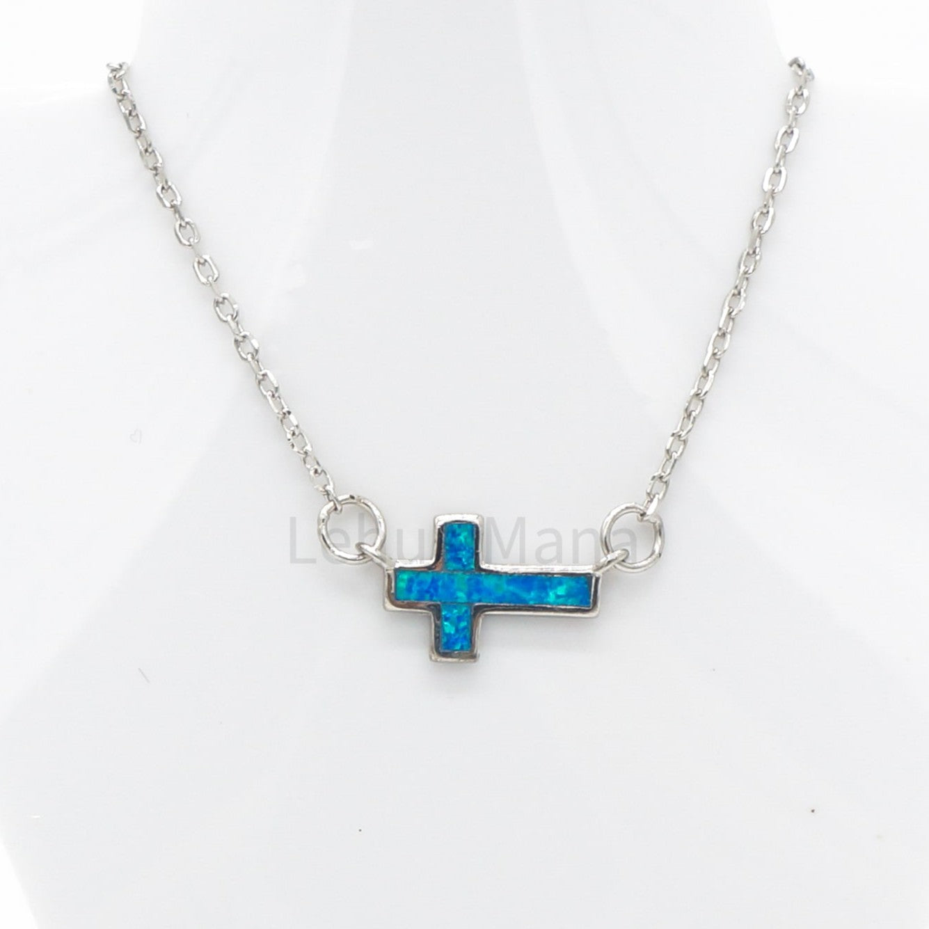 925 Silver Opal Cross Necklace, Opal Necklace, 925 Sterling Silver Jewelry, Cross Necklace