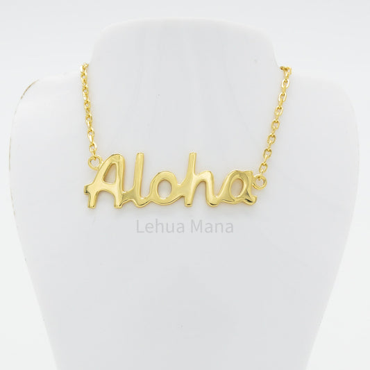 925 Sterling Silver Aloha Necklace, Sterling Silver Necklace,  925 Sterling Silver Jewelry, Aloha Necklace
