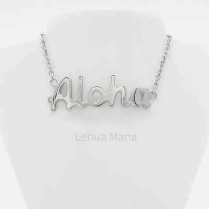 925 Sterling Silver Aloha Necklace, Sterling Silver Necklace,  925 Sterling Silver Jewelry, Aloha Necklace