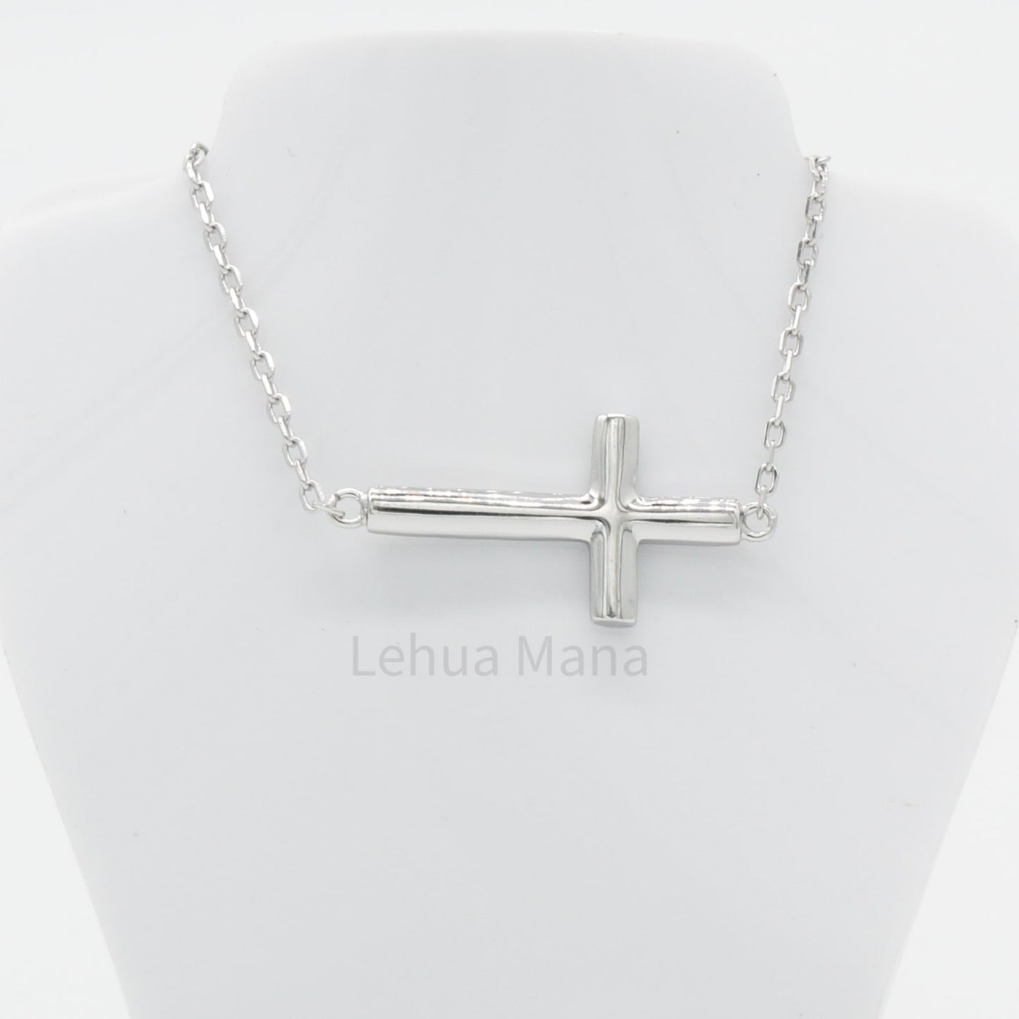 925 Sterling Silver Horizontal Cross Necklace, Sterling Silver Necklace,  925 Sterling Silver Jewelry, Horizontal Cross Necklace