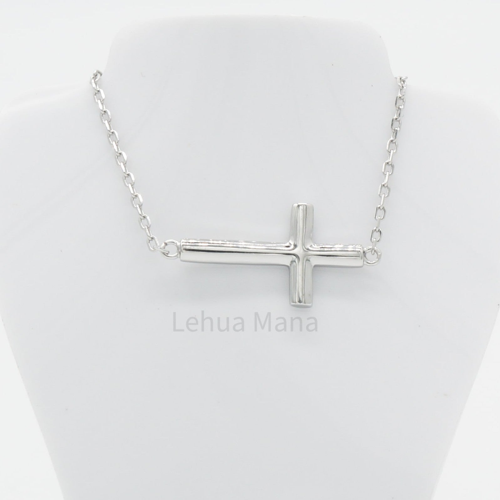 925 Sterling Silver Horizontal Cross Necklace, Sterling Silver Necklace,  925 Sterling Silver Jewelry, Horizontal Cross Necklace