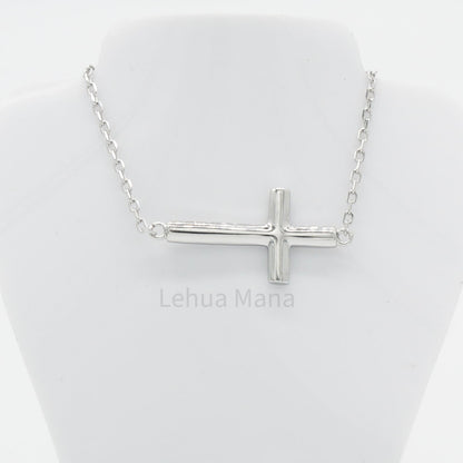 925 Sterling Silver Horizontal Cross Necklace, Sterling Silver Necklace,  925 Sterling Silver Jewelry, Horizontal Cross Necklace