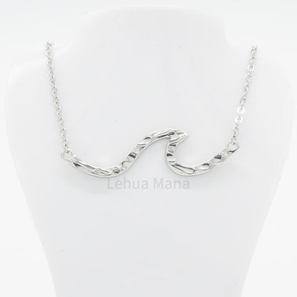 925 Sterling Silver Hammered Ocean Line Wave Necklace, Sterling Silver Necklace,  925 Sterling Silver Jewelry, Ocean Line Wave Necklace