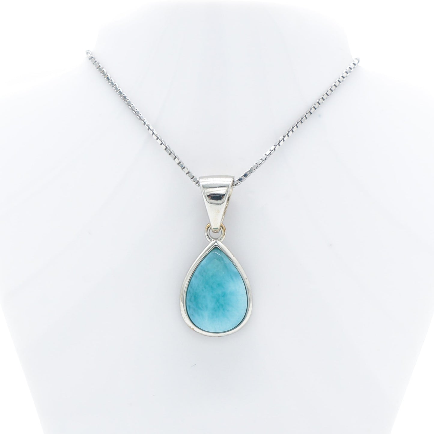 925 Silver Larimar Raindrop Necklace, Larimar Necklace, 925 Sterling Silver Jewelry, Raindrop Necklace