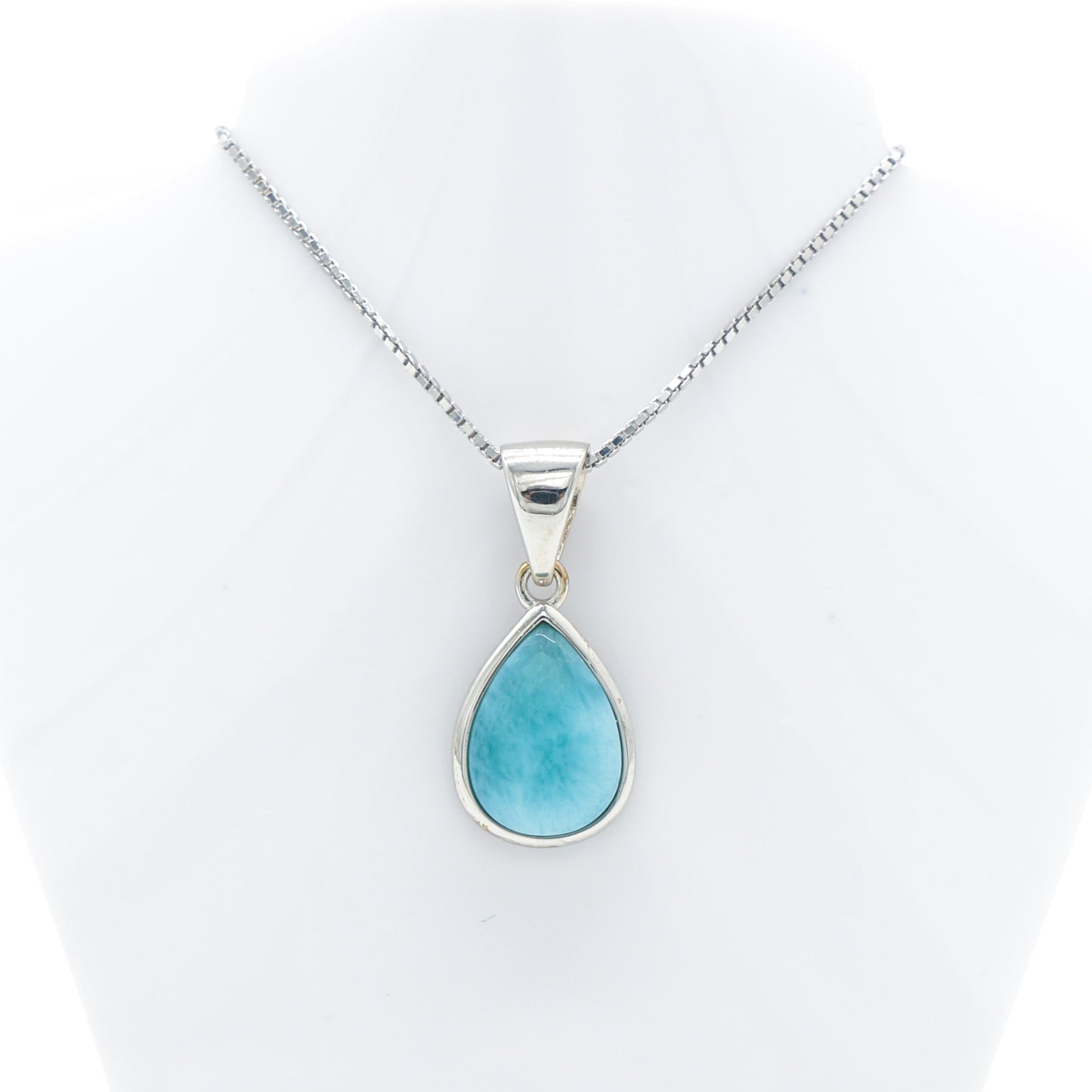 925 Silver Larimar Raindrop Necklace, Larimar Necklace, 925 Sterling Silver Jewelry, Raindrop Necklace
