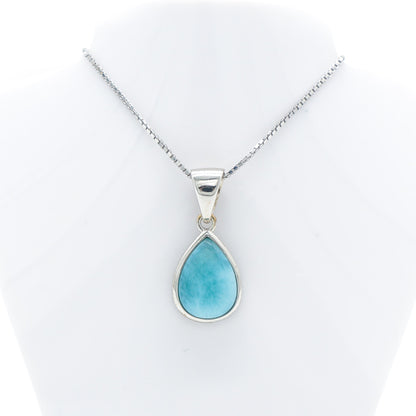 925 Silver Larimar Raindrop Necklace, Larimar Necklace, 925 Sterling Silver Jewelry, Raindrop Necklace