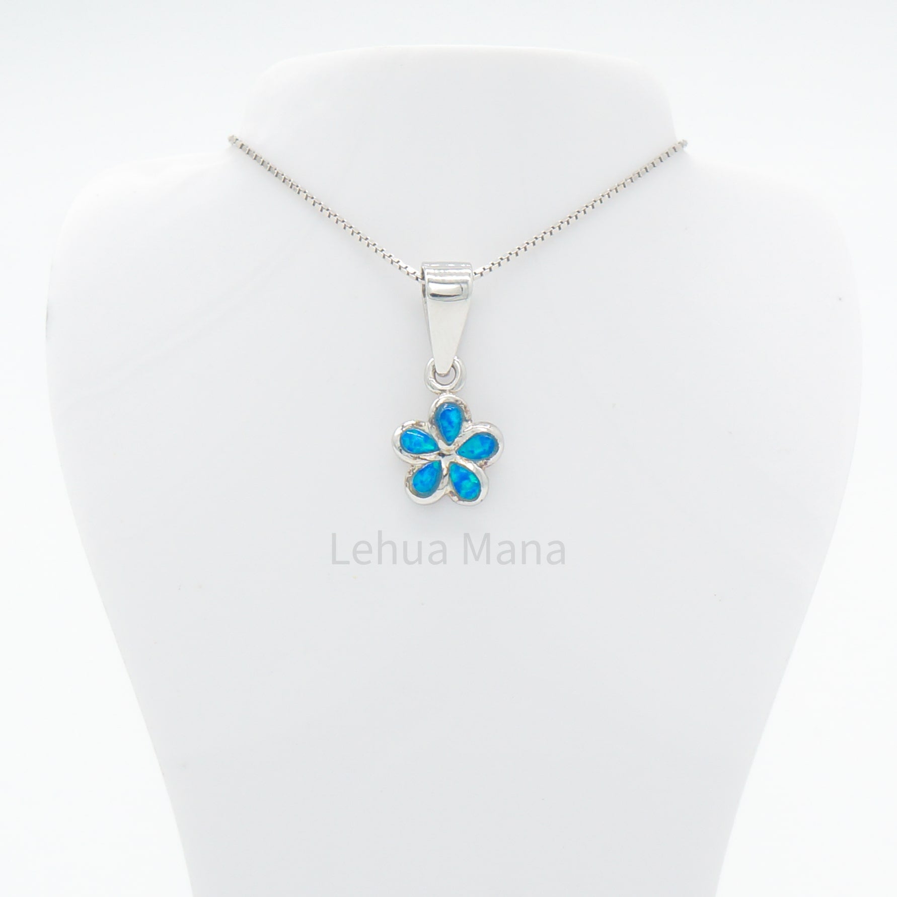 925 Sterling Silver Blue Opal 8mm Flower  Pendant Necklace, Opal Necklace, 925 Sterling Silver Jewelry, 8mm Flower Necklace