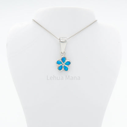 925 Sterling Silver Blue Opal 8mm Flower  Pendant Necklace, Opal Necklace, 925 Sterling Silver Jewelry, 8mm Flower Necklace