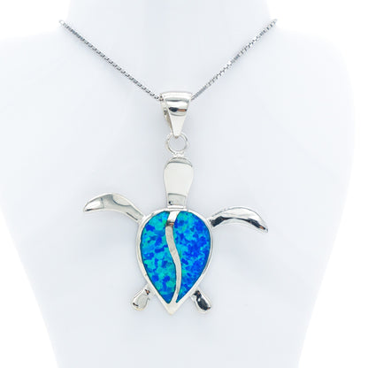 925 Silver Opal Turtle Necklace, Opal Necklace, 925 Sterling Silver Jewelry, Turtle Necklace