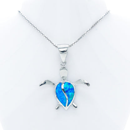 925 Silver Opal Turtle Necklace, Opal Necklace, 925 Sterling Silver Jewelry, Turtle Necklace