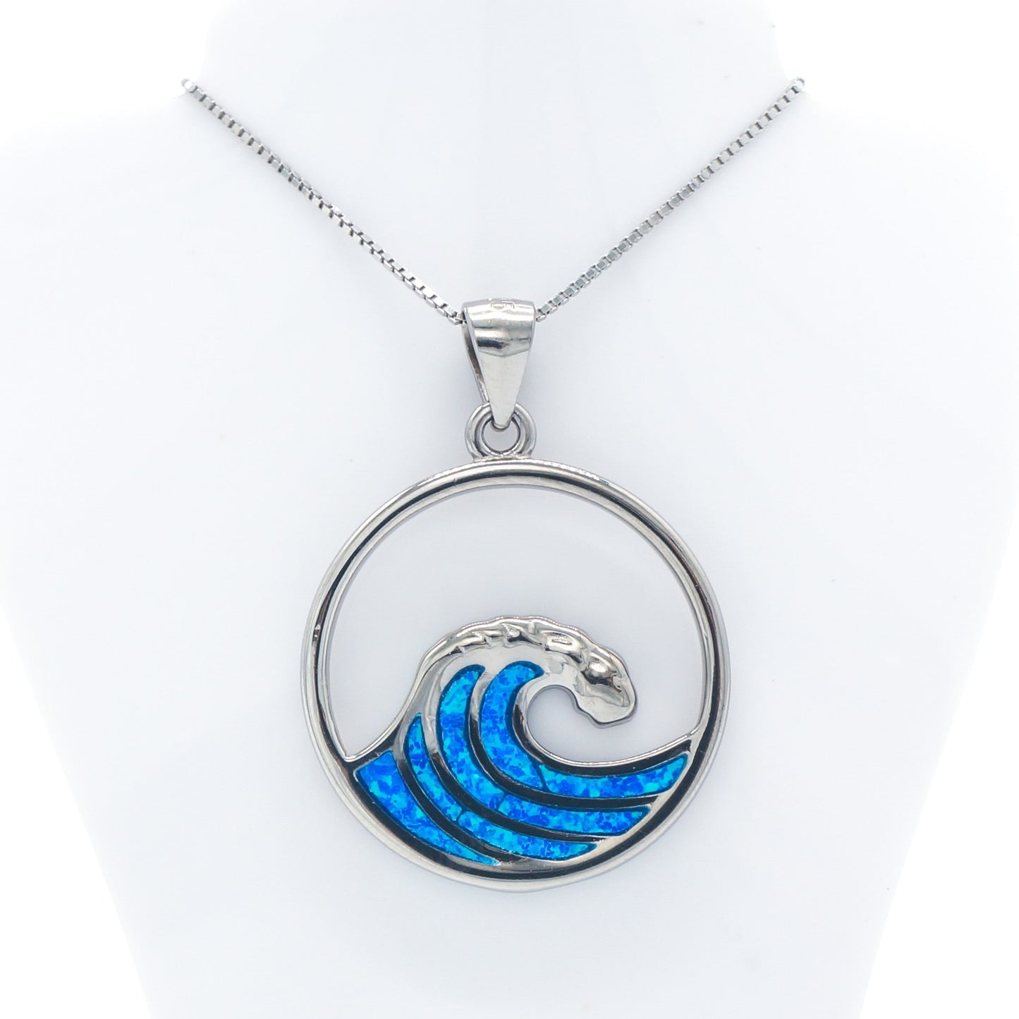 925 Silver Opal Round Wave Necklace, Opal Necklace, 925 Sterling Silver Jewelry, Round Wave Necklace