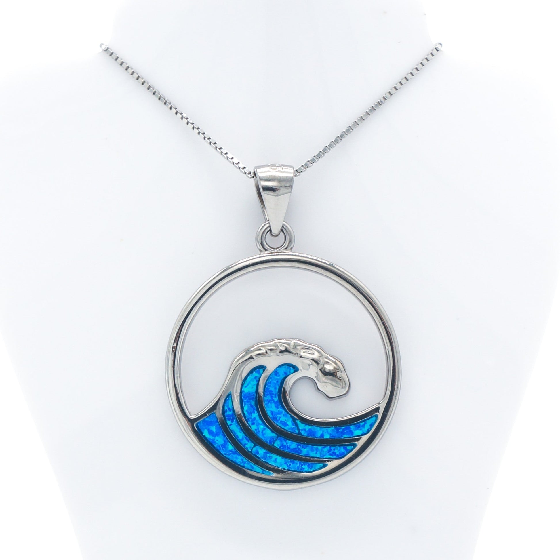 925 Silver Opal Round Wave Necklace, Opal Necklace, 925 Sterling Silver Jewelry, Round Wave Necklace