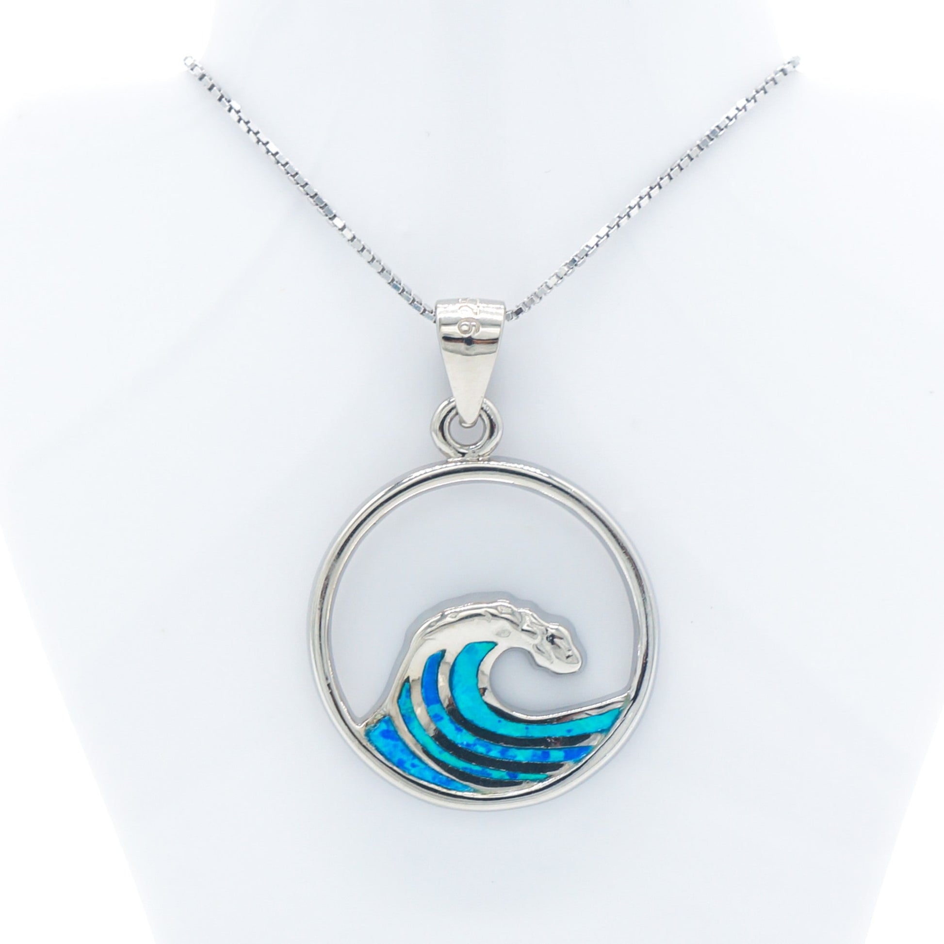 925 Silver Opal Round Wave Necklace, Opal Necklace, 925 Sterling Silver Jewelry, Round Wave Necklace