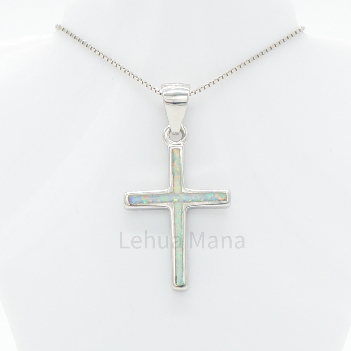 925 Sterling Silver White Opal Cross Pendant Necklace, Opal Necklace, 925 Sterling Silver Jewelry, Cross Necklace