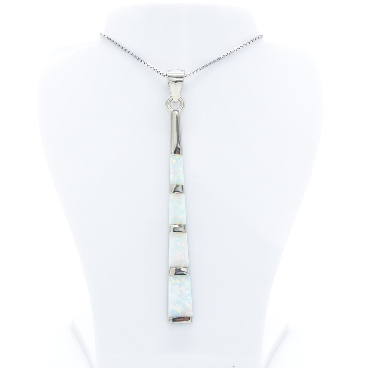 925 Silver Opal Sleek Bars Necklace, Opal Necklace, 925 Sterling Silver Jewelry, Bars Necklace