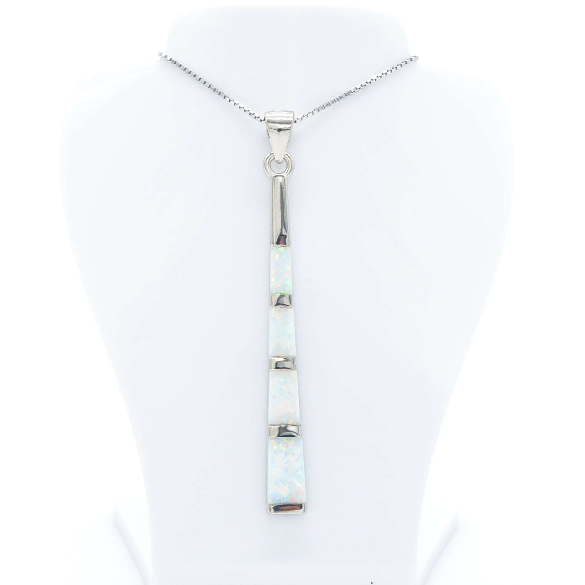 925 Silver Opal Sleek Bars Necklace, Opal Necklace, 925 Sterling Silver Jewelry, Bars Necklace