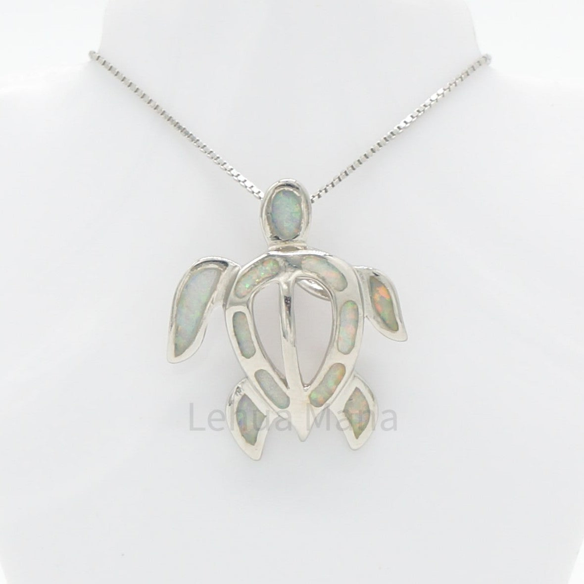 925 Sterling Silver White Opal Cutout Turtle Pendant Necklace, Opal Necklace, 925 Sterling Silver Jewelry, Cutout Turtle Necklace