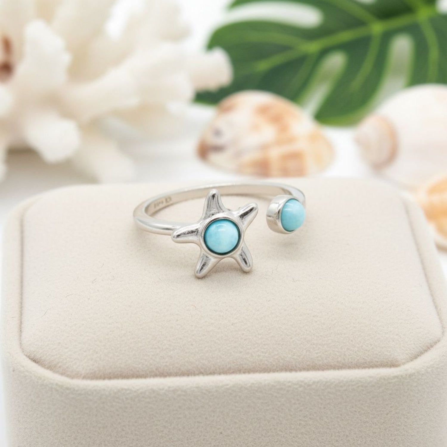 Adjustable-Larimar-Anxiety-Ring-Starfish-Spinner-Nautical-Jewelry-Gift
