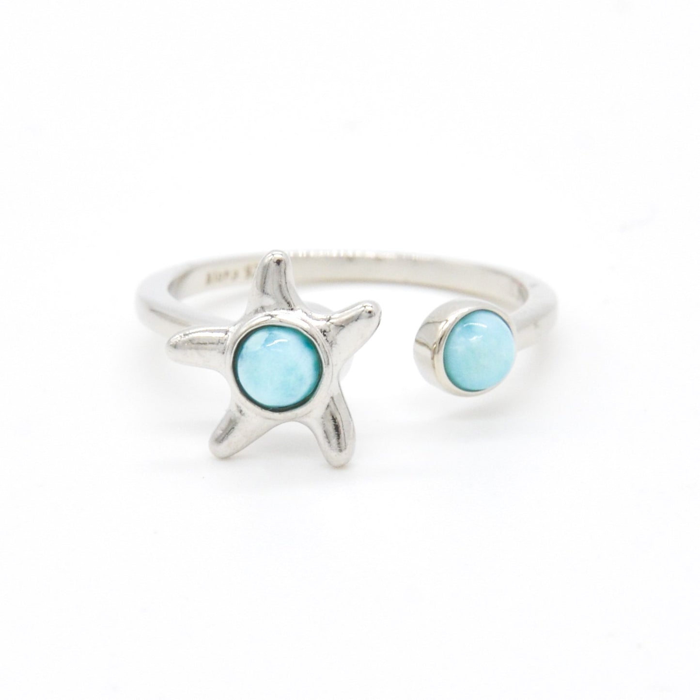 925 Silver Adjustable Larimar Starfish Spinner Ring, Larimar Adjustable Ring, 925 Sterling Silver Jewelry, Starfish Ring