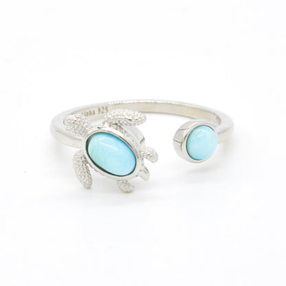 925 Silver Adjustable Larimar Turtle Spinner Ring, Larimar Adjustable Ring, 925 Sterling Silver Jewelry, Turtle Ring