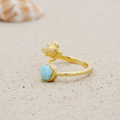 Detail-of-Natural-Blue-Larimar-Stone-and-14K-Gold-Finish-Honu-Turtle-Shell