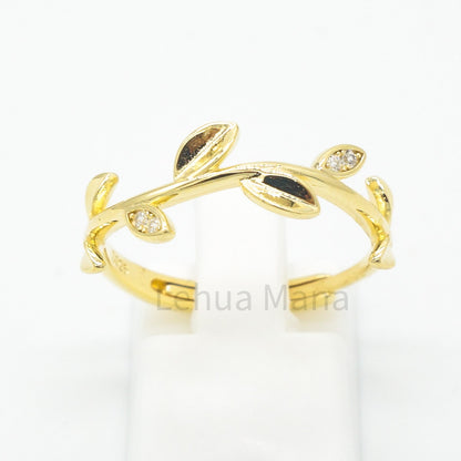925 Silver Adjustable Maile Leaves Ring, Silver Adjustable Ring, 925 Sterling Silver Jewelry, Maile Leaves Ring