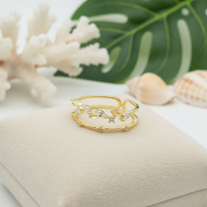 Hawaiian Maile Leaf Adjustable Bypass Ring - 925 Sterling Silver