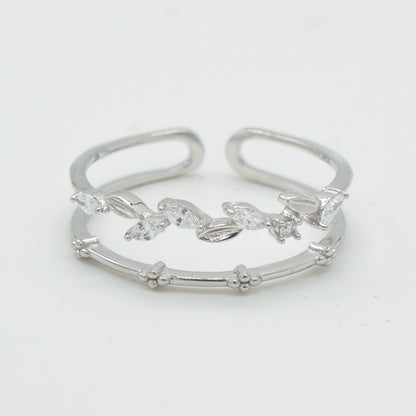 925 Silver Adjustable Leaves Ring, Silver Adjustable Ring, 925 Sterling Silver Jewelry, Leaves Ring