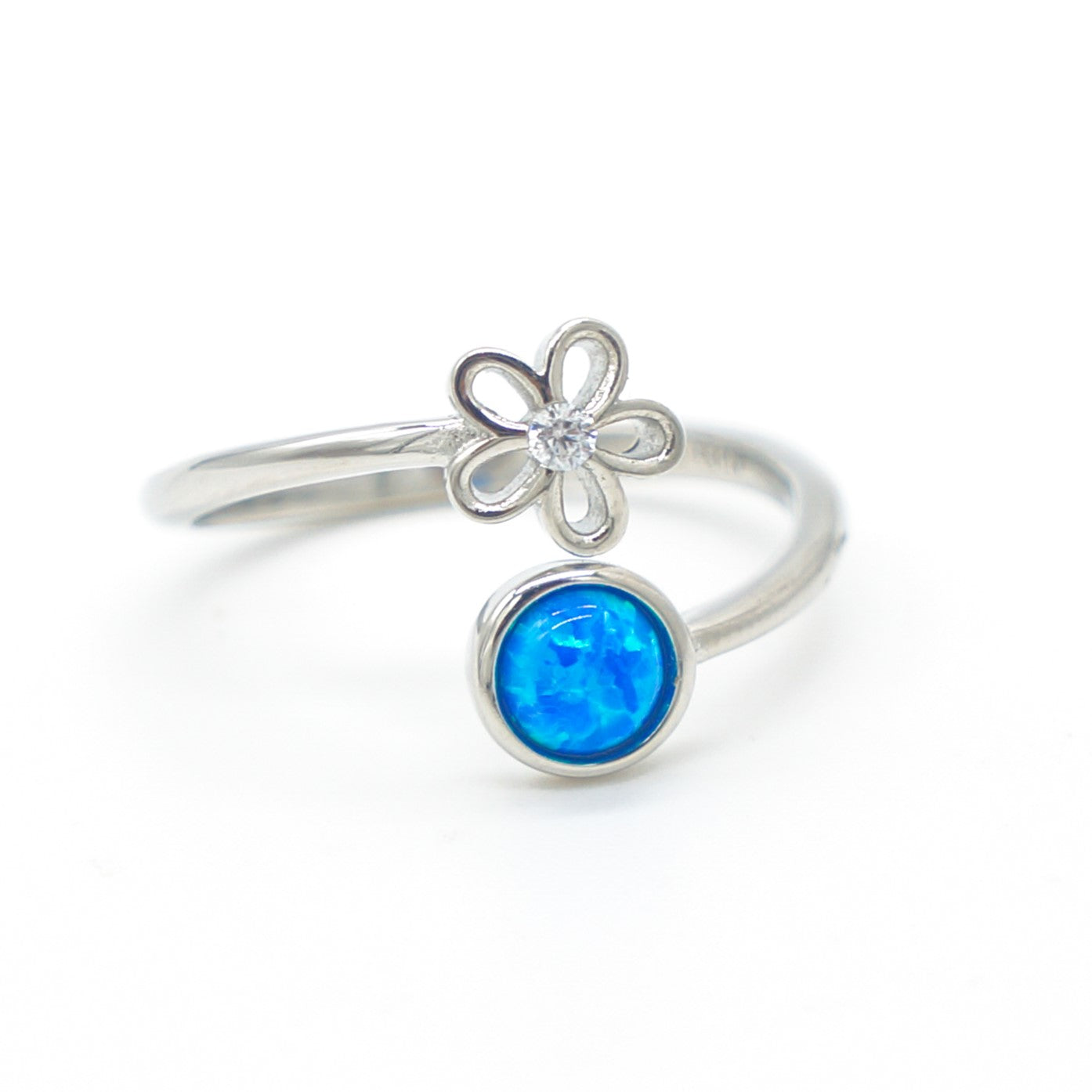 925 Silver Adjustable Opal Flower Ring, Opal Adjustable Ring, 925 Sterling Silver Jewelry, Flower Ring