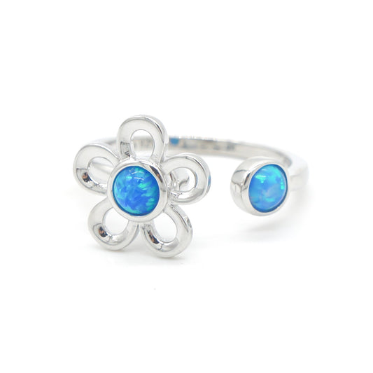 925 Silver Adjustable Opal Flower Ring, Opal Adjustable Spinner Ring, 925 Sterling Silver Jewelry, Flower Ring
