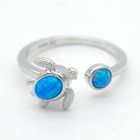 925 Silver Adjustable Opal Turtle Ring, Opal Adjustable Spinner Ring, 925 Sterling Silver Jewelry, Turtle Ring