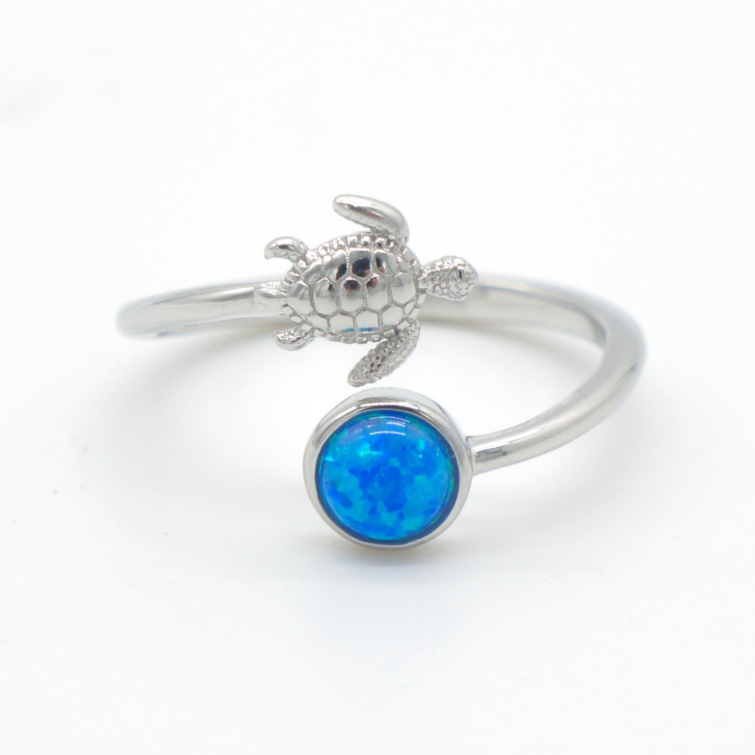 925 Silver Adjustable Opal Turtle Ring, Opal Adjustable Ring, 925 Sterling Silver Jewelry, Turtle Ring